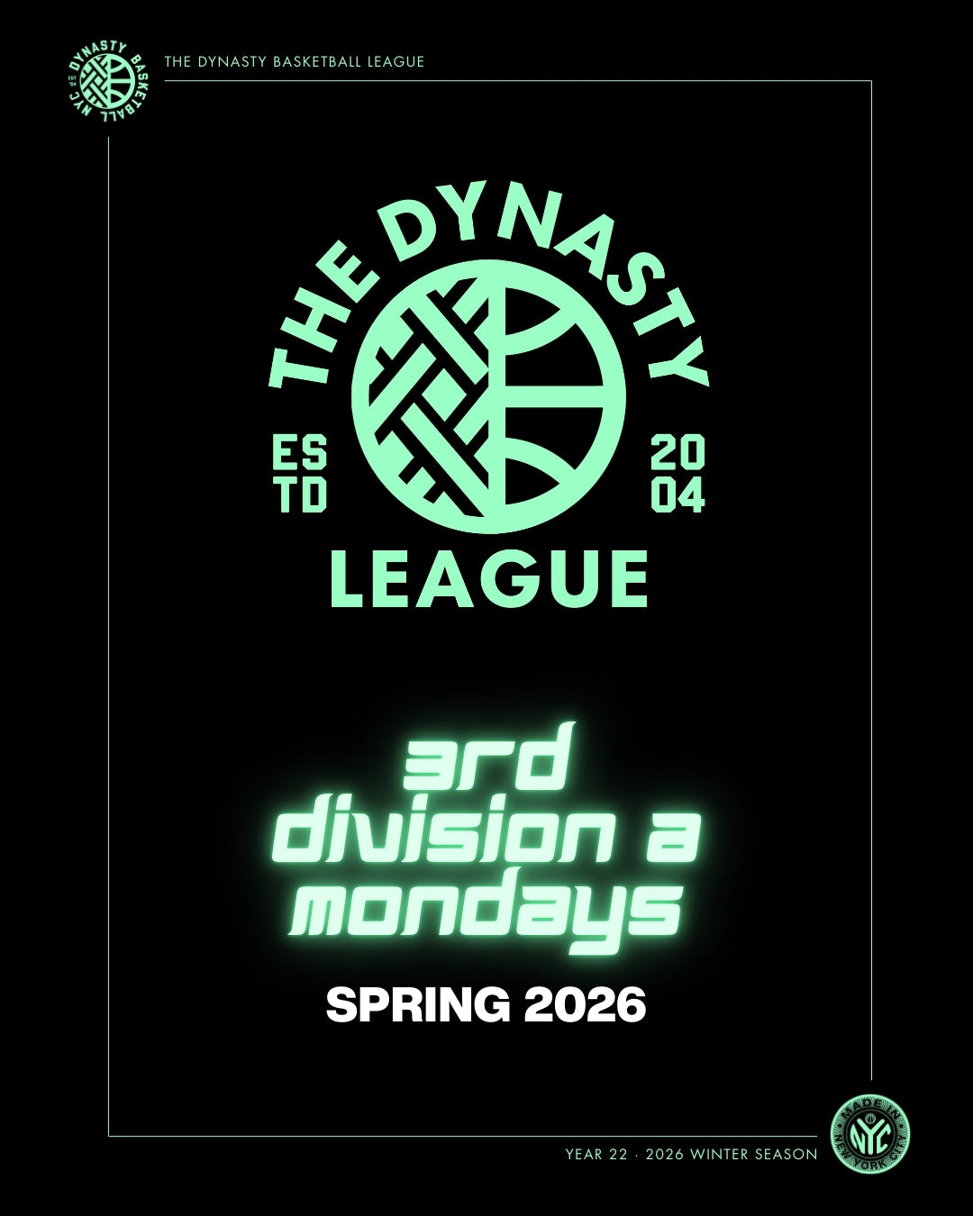 3rd Division A (Mon) Team Registration Fee - 2026 Fall League